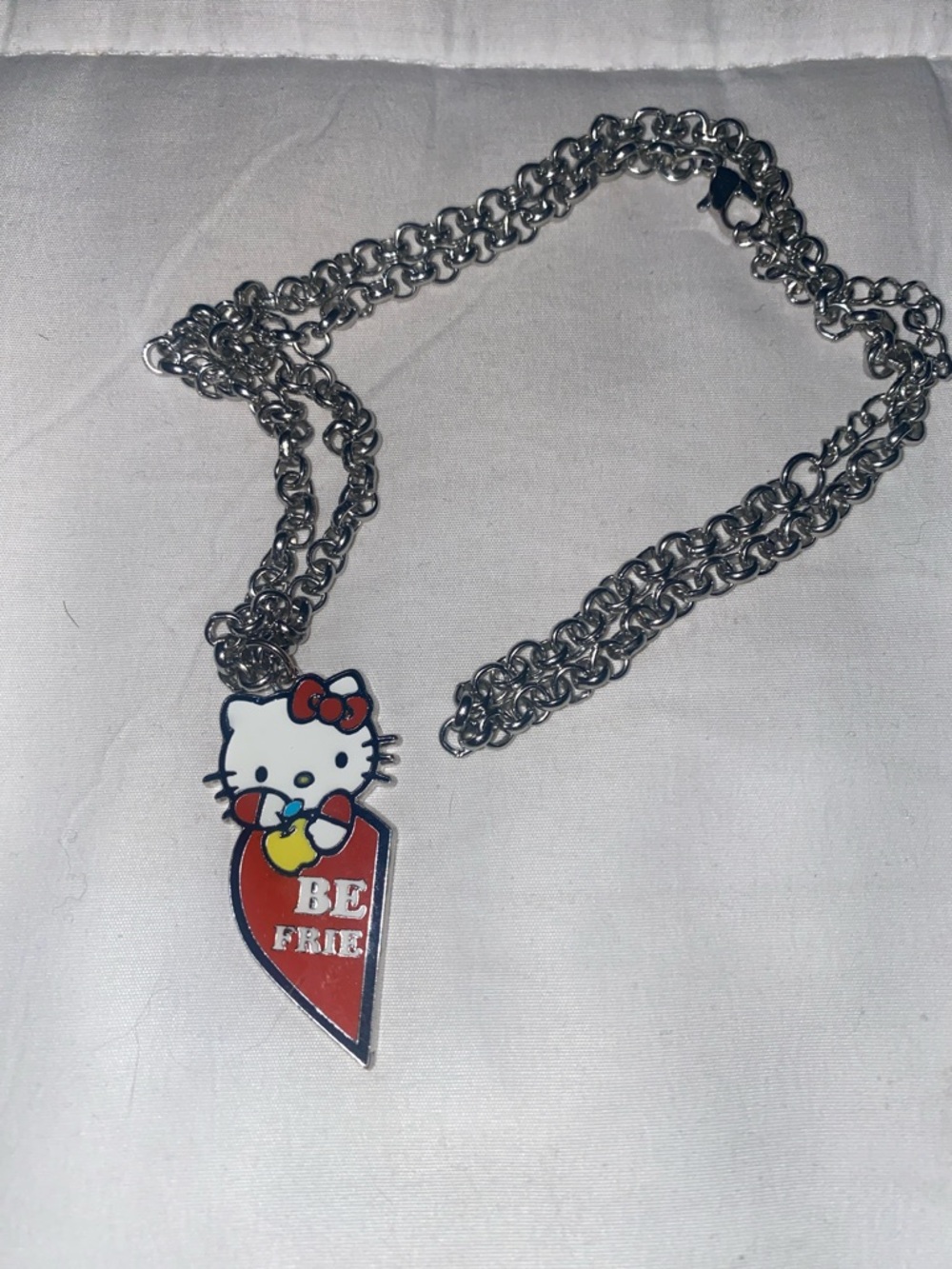 Sanrio Hello Kitty Red, White, Yellow Enamel Heart Pendant Necklace